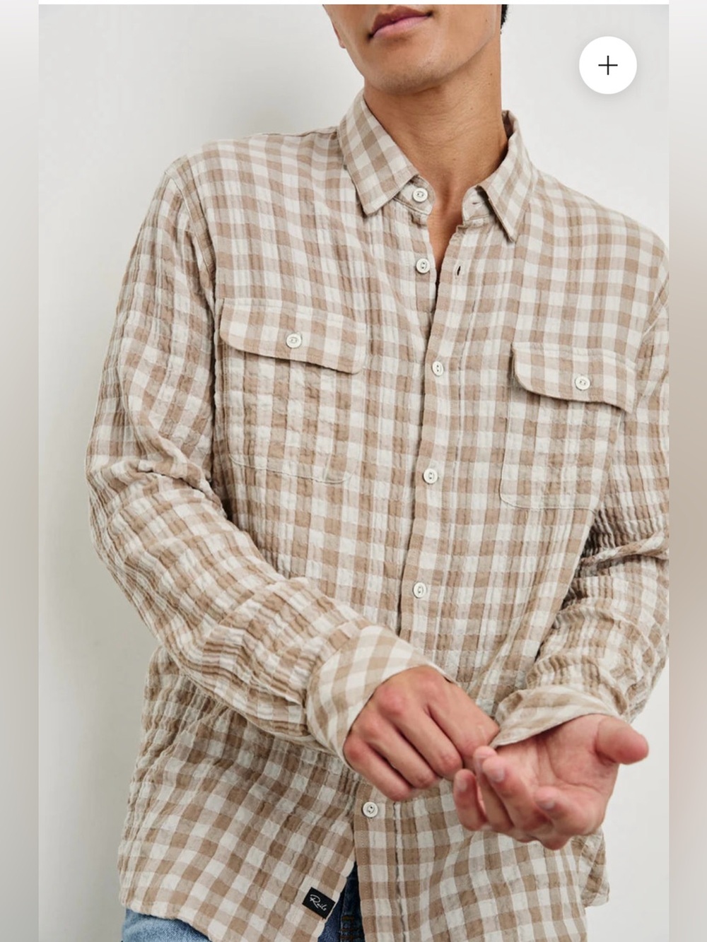 Rails Powell Check Beige Plaid Button-Up Shirt
